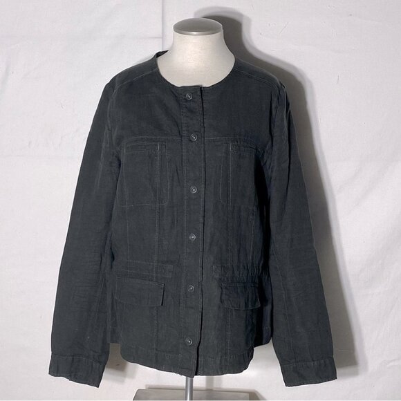 Olsen Europe Green  Linen Utility Style Light Jacket M/L - Picture 1 of 15